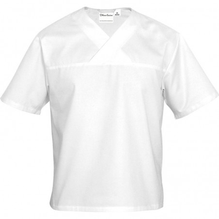 Bluza kucharska, unisex, w serek, krótki rękaw, biała, rozmiar M