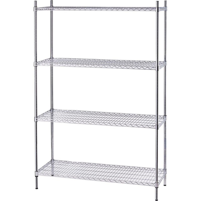 Regał chromowany, 4 półki, składany, 1200x450x1800mm