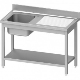 Stół ze zlewem 1-kom.(L),z półką 1200x600x850 mm skręcany